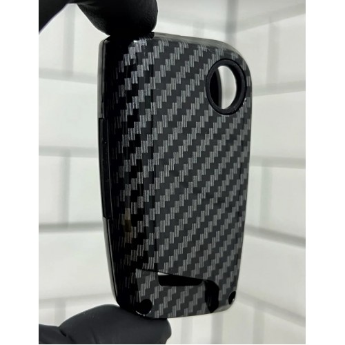 Volkswagen Golf 7 Golf 7,5 Tiguan Polo T-roc T-cross Seat Skoda Sustalı Karbon Anahtar Koruma Kılıfı Siyah