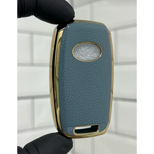 Kia Sorento Sportage Picanto Cerato Soul Rio Ceed 3 Buton Sustalı Nano Anahtar Kılıfı Gri Gold Renk