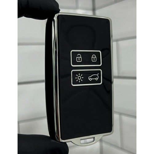 Dacia 4 Buton Duster Sandero III Sandero Stepway Kartlı Smart Nano Anahtar Kılıfı Siyah Gümüş Renk