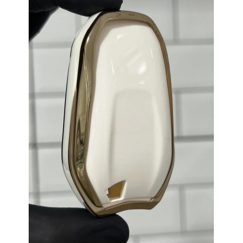 Toyota Proace City 3 Buton Nano Anahtar Koruma Kılıfı Sustasız Beyaz Gold Altın Renk 