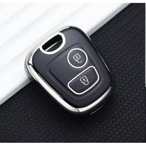 Peugeot 106 107 206 207 306 307 406 407 Citroen C1 C4 Nano Anahtar Kılıfı Siyah Gümüş Renk