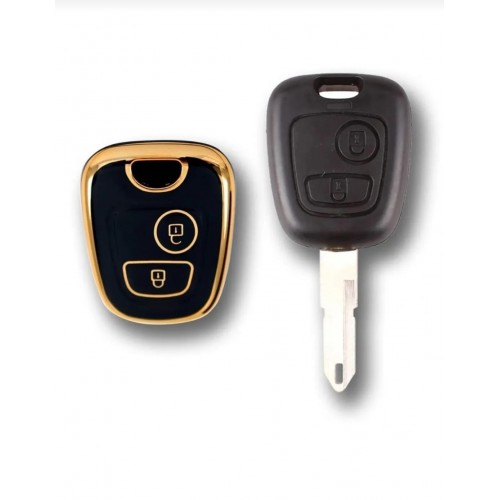 Peugeot 206 106 Partner Citroen C1 C3 Partner Berlingo Nano Anahtar Kılıfı Siyah Gold Renk