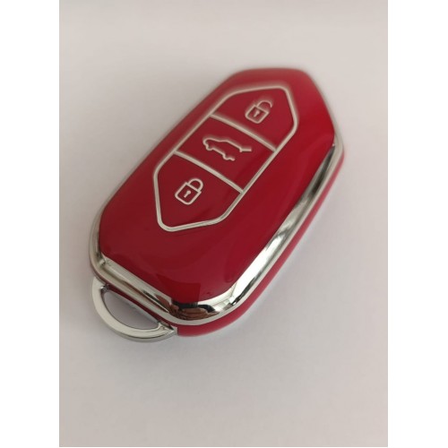 Togg T10x 3 Tuşlu Smart Nano Koruma Anahtar Kılıfı Kırmızı Gümüş Silver Renk Yüksek Kalite