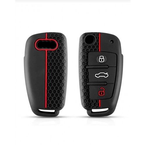 Audi A1 A3 8p 81 A4 A5 B6 B7 B8 A6 A7 C5 C6 4f Q3 Q5 Q7 Sustalı Petek Desenli Anahtar Kılıfı Siyah Kırmızı